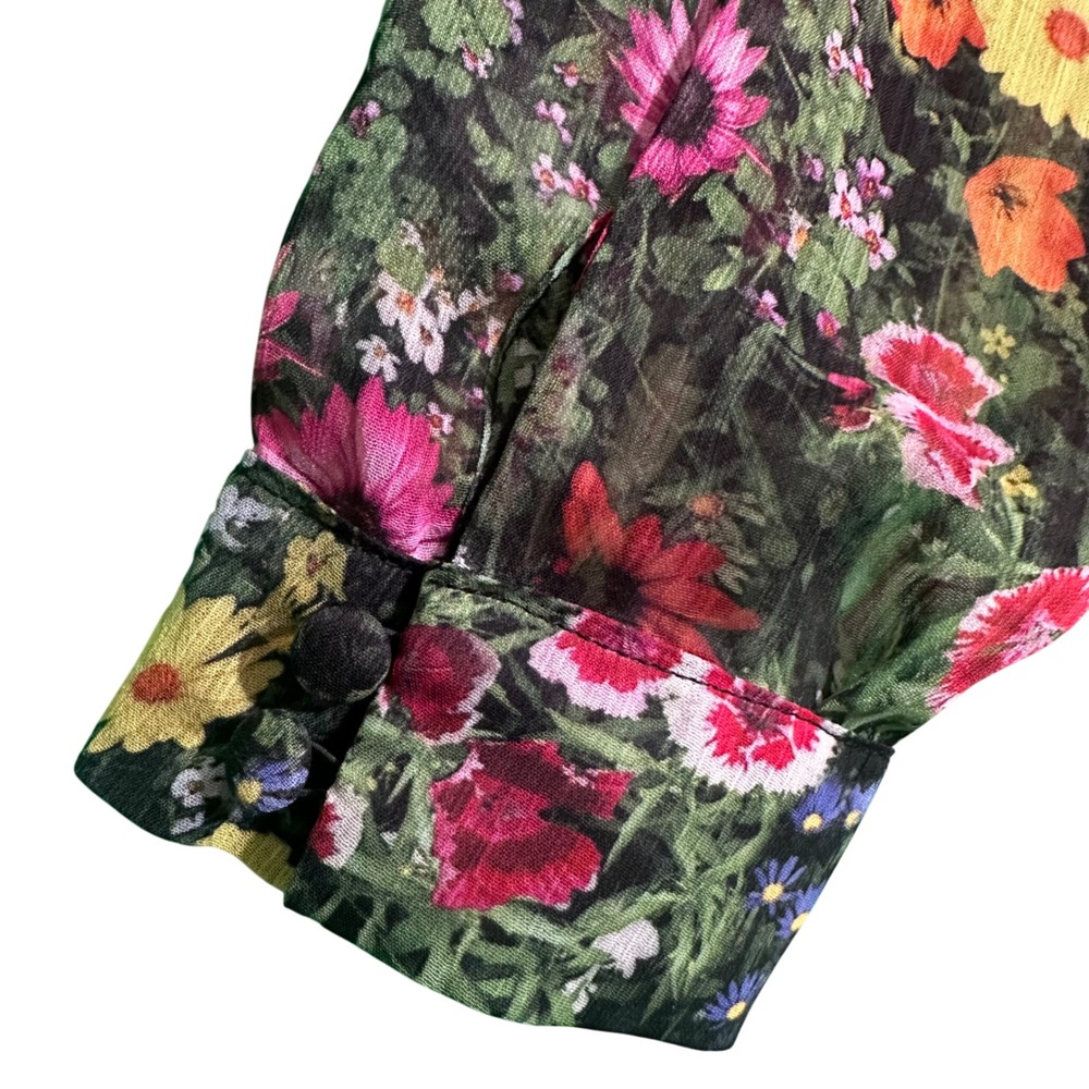 Ted Baker Amell Floral Ruffle Blouse Black Garden Print‎ Cottagecore Sz 4 US 10 - Picture 4 of 16